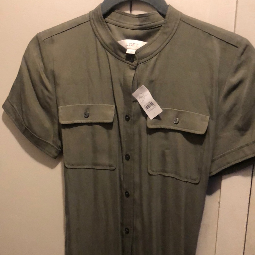 Belted cargo button down dress with pockets